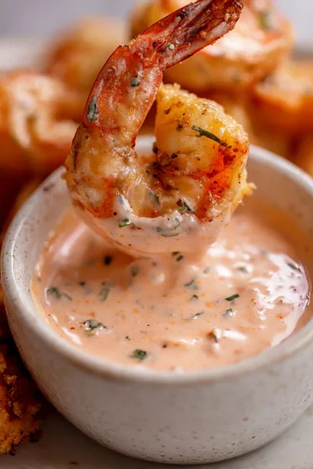 Action dip shot of Benihana Yum Yum Sauce