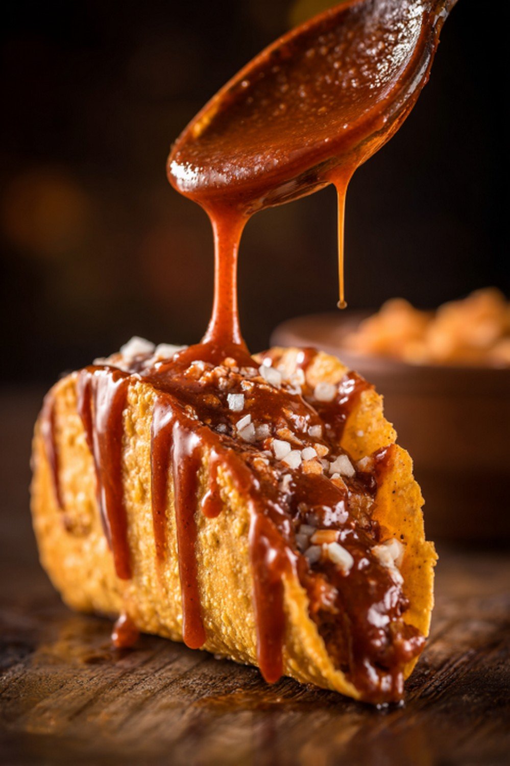 Action dip shot of Best Taco Sauces Ranked
