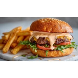 creamy homemade Big Mac sauce served with burger and fries, rich and tangy