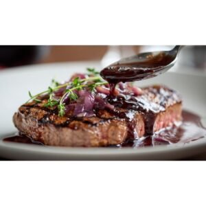 classic bordelaise sauce served over grilled steak