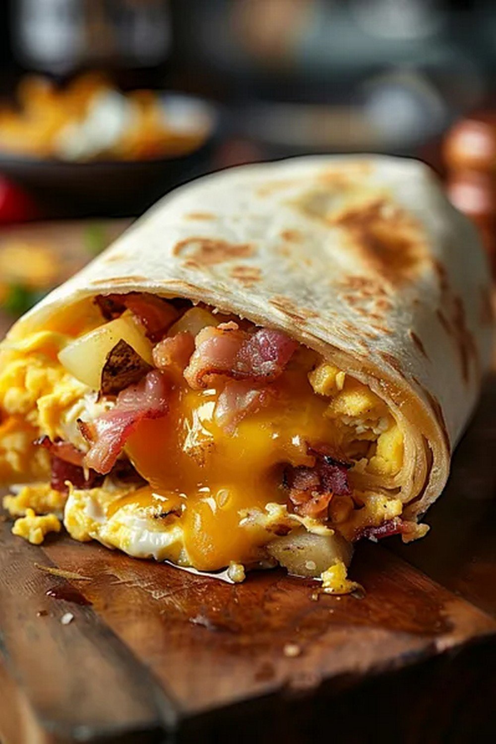 Action dip shot of Breakfast Burrito Copycat
