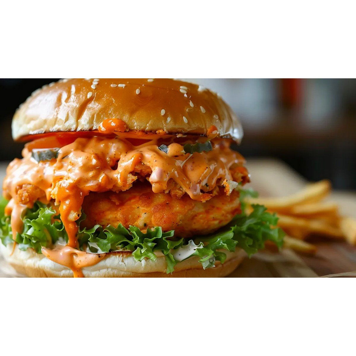 buffalo chicken sandwich with melted cheese and sauce