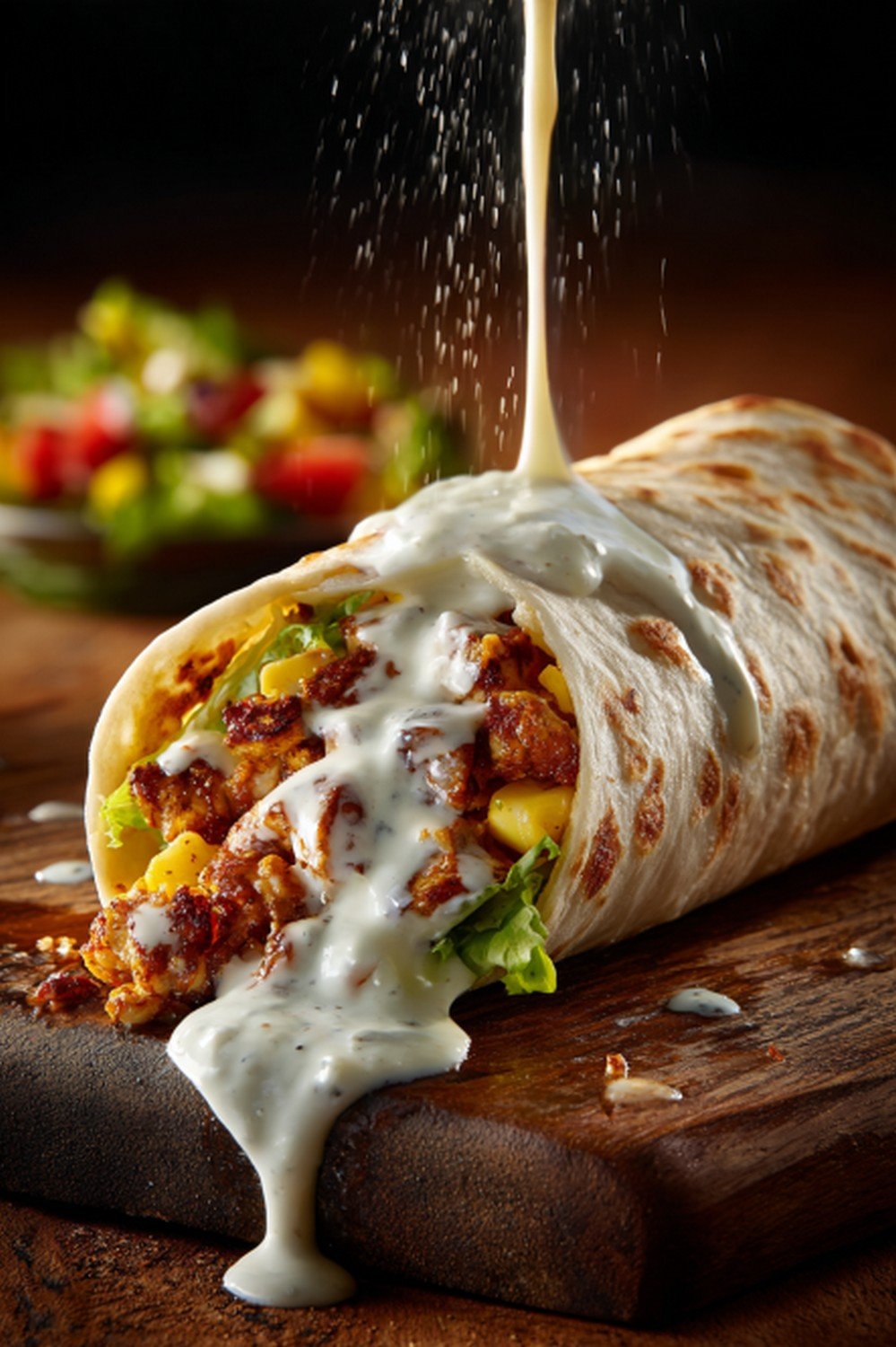 Action dip shot of Burrito Sauce
