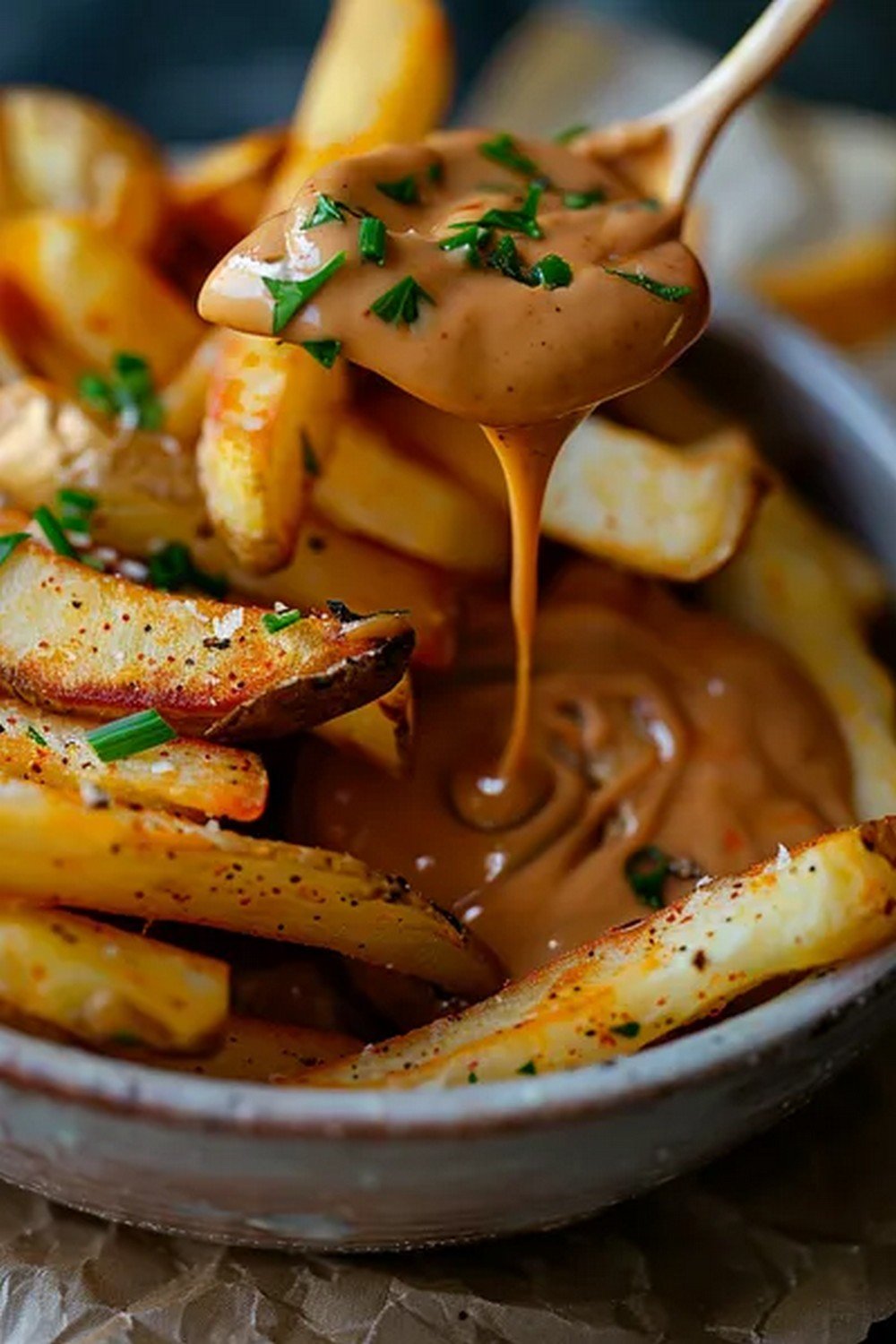 Action dip shot of Cajun Dipping Sauce
