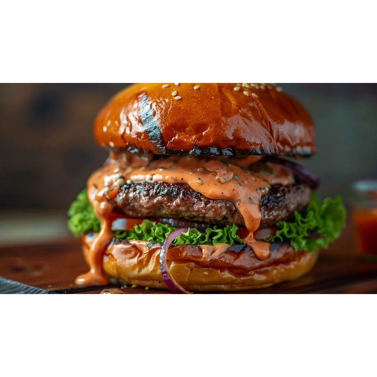 smoky chipotle burger sauce in a bowl with fries and burger