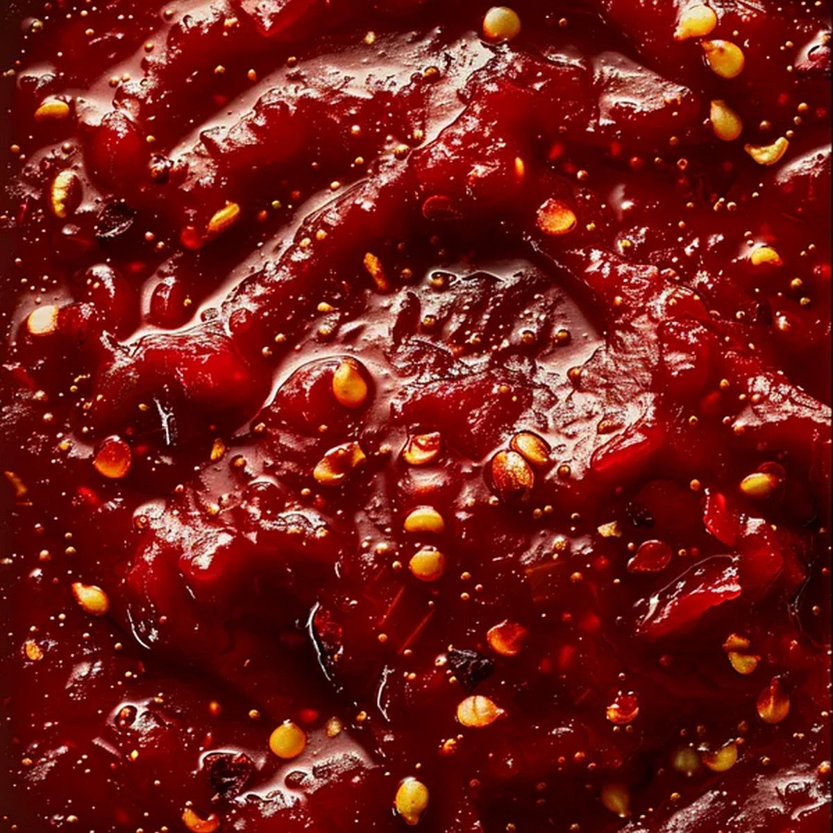 Macro texture of Chipotle Red Chili Salsa
