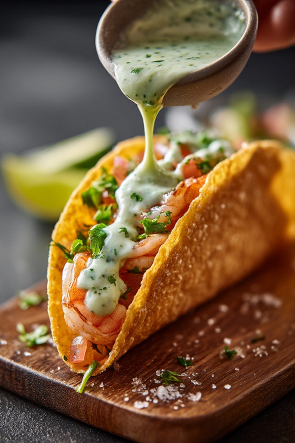 Action dip shot of Salsa Verde
