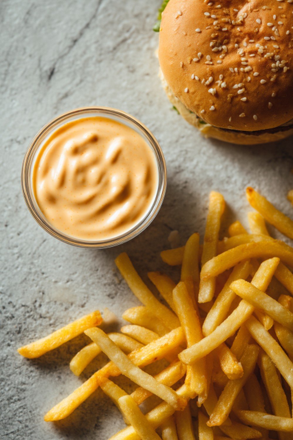 classic fry sauce served with fries on a casual table

