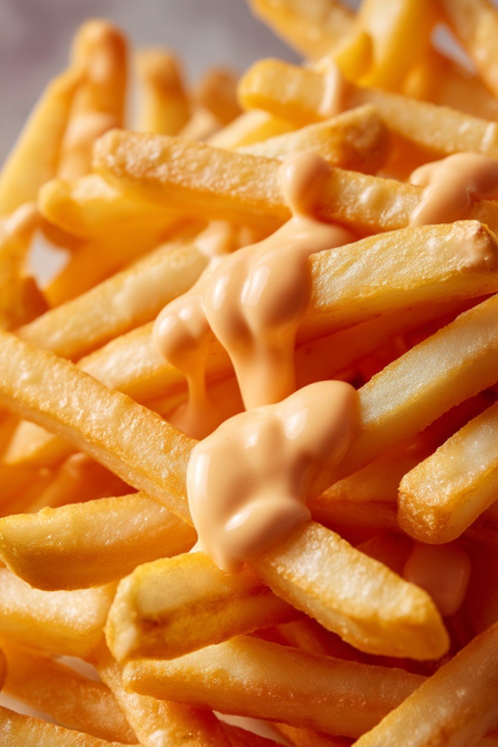 fries dipped into classic fry sauce with creamy coating
