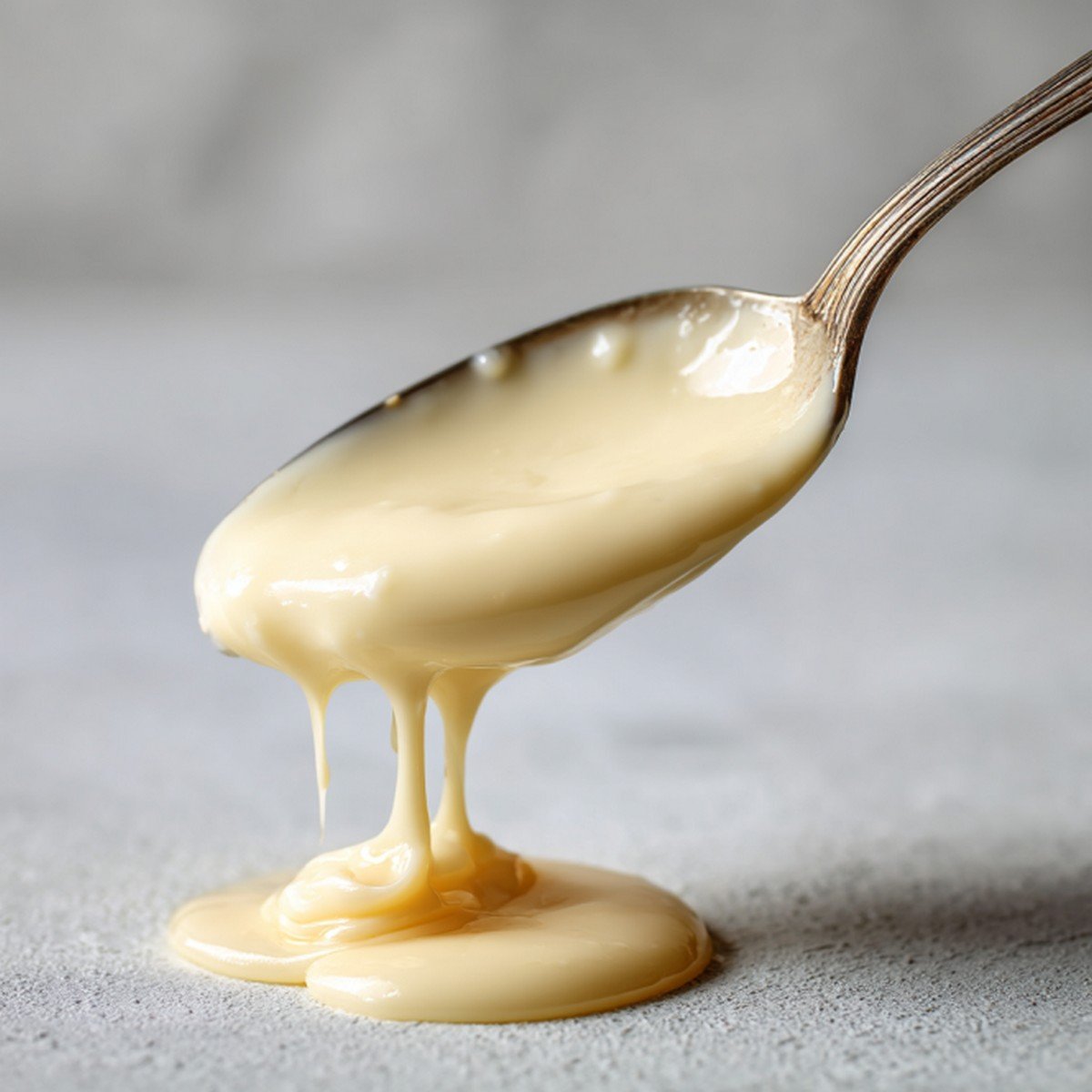 thick garlic burger sauce dripping from a spoon showing creamy texture
