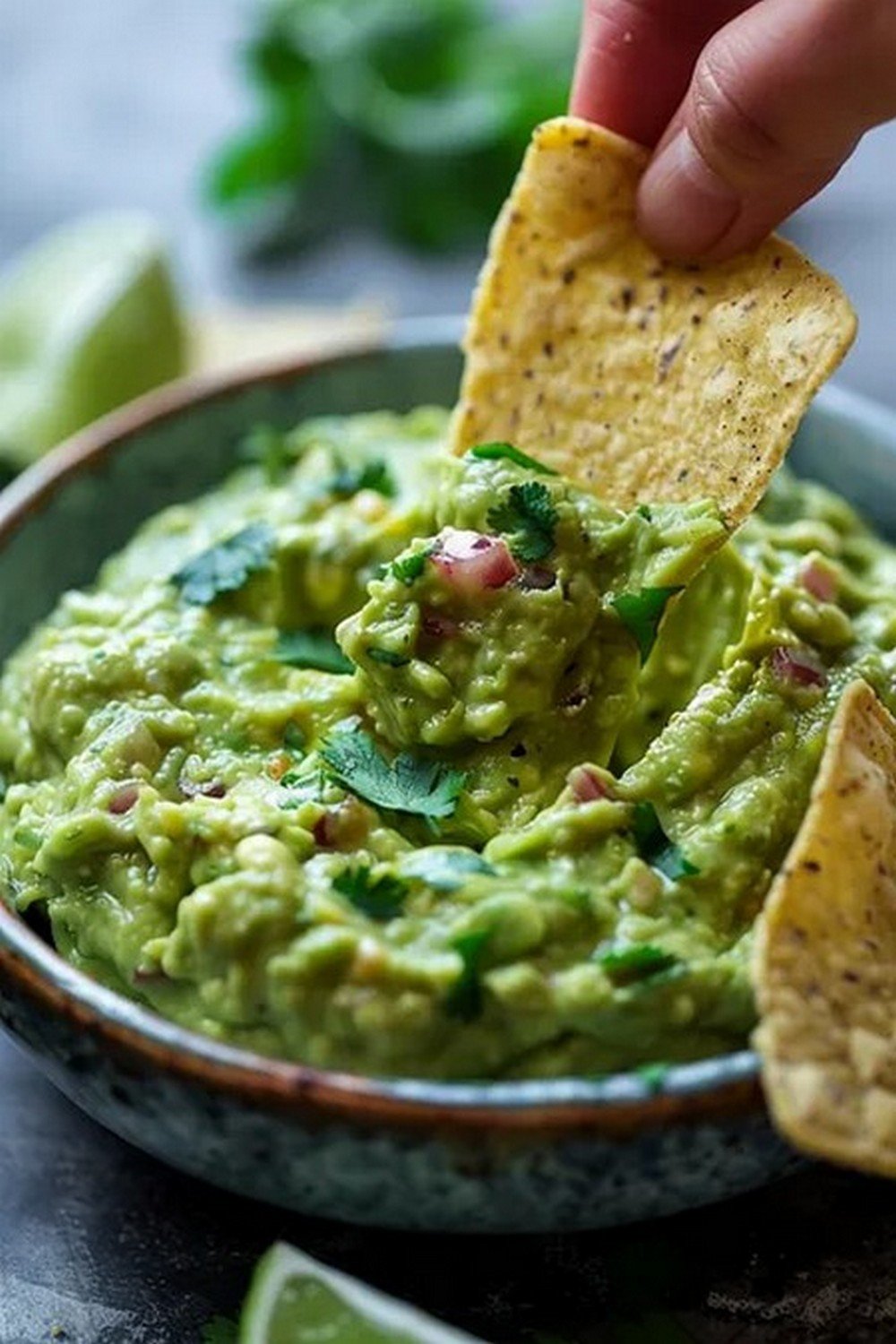 Action dip shot of Guacamole Sauce
