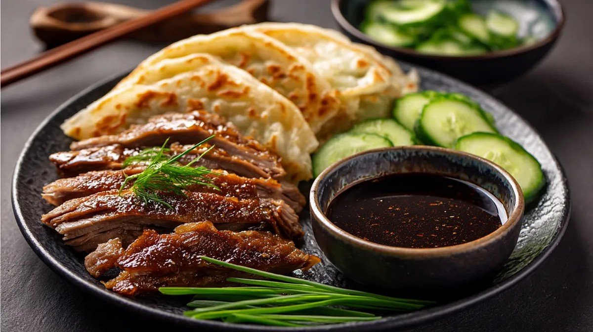 rich hoisin sauce in a bowl with Asian stir fry