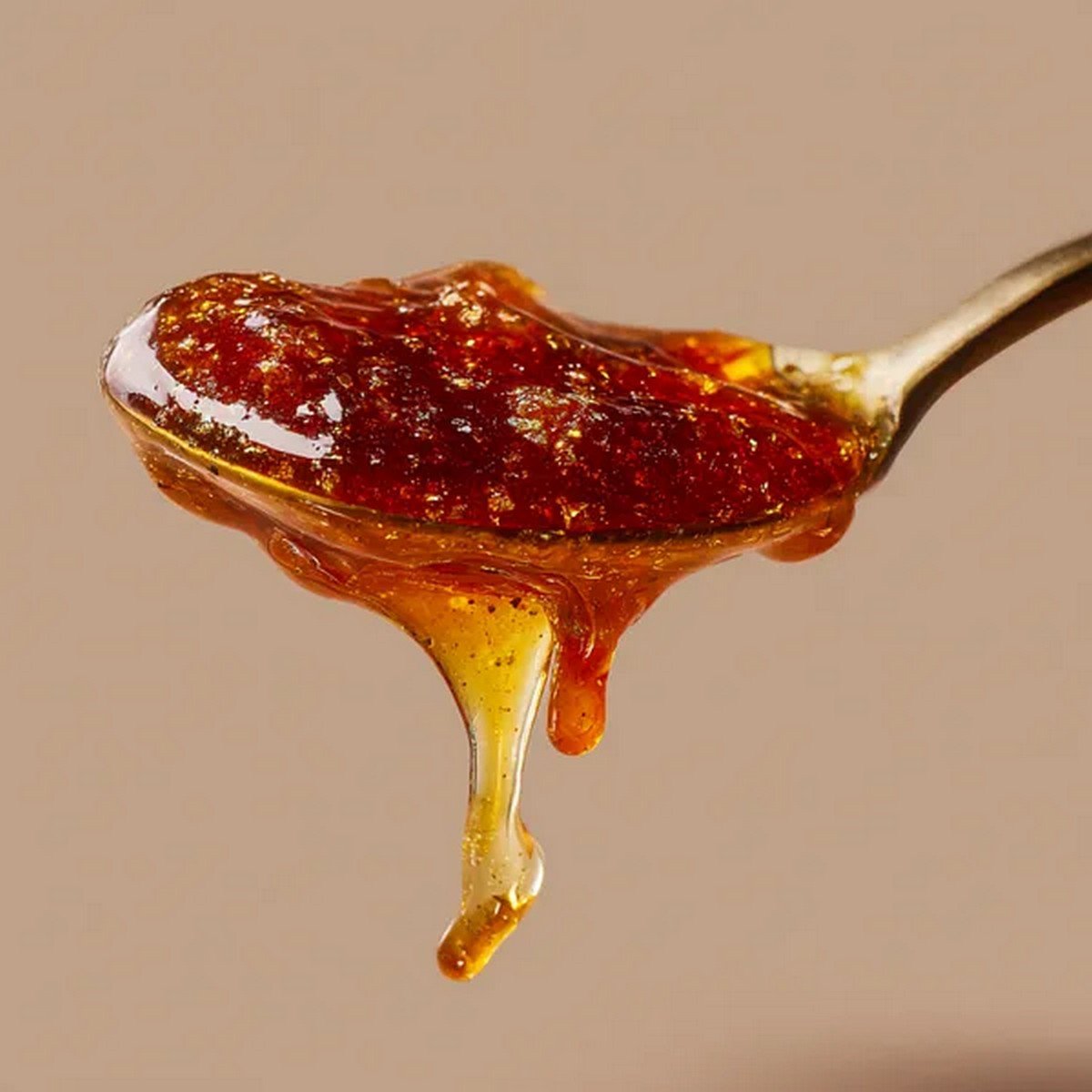 thick honey garlic salmon sauce close up with glossy texture
