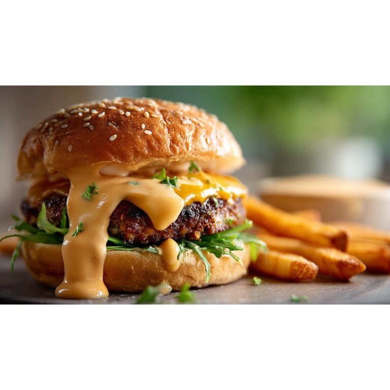 homemade In-N-Out spread inside burger with fries on side