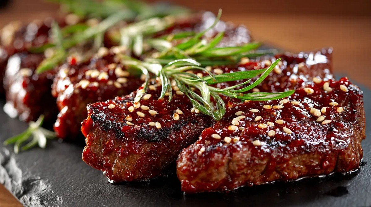 Korean BBQ sauce served with grilled beef