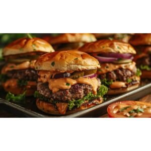 Loaded Burger Sliders Tray hero food photo