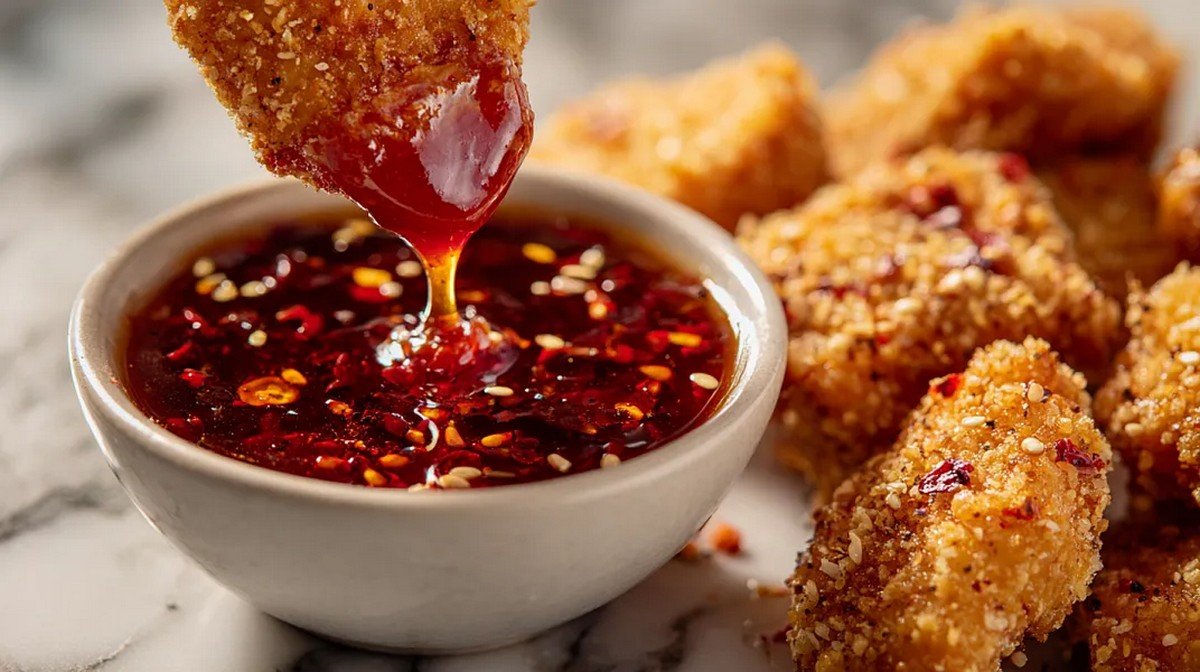 homemade McDonald’s Szechuan sauce served with chicken nuggets