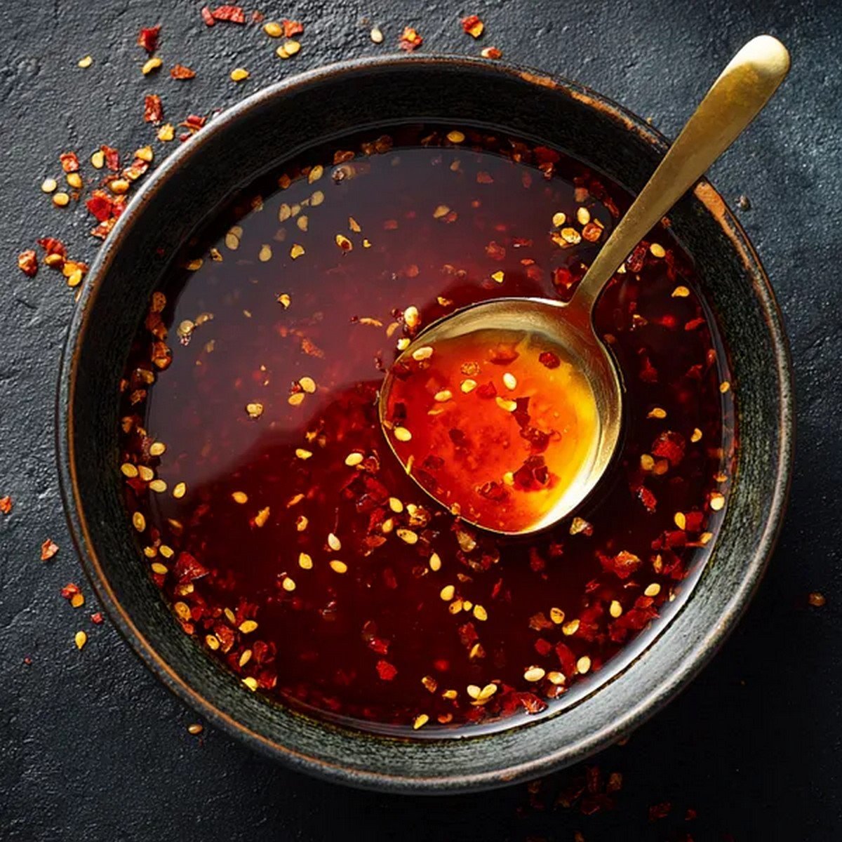 glossy McDonald’s Szechuan sauce close up showing chili garlic texture