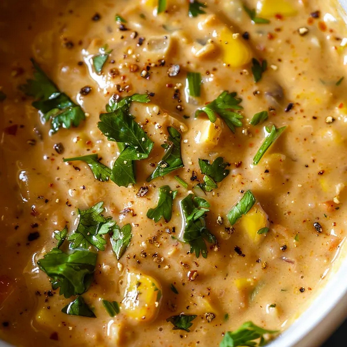 Macro texture of Mexican Street Corn Sauce
