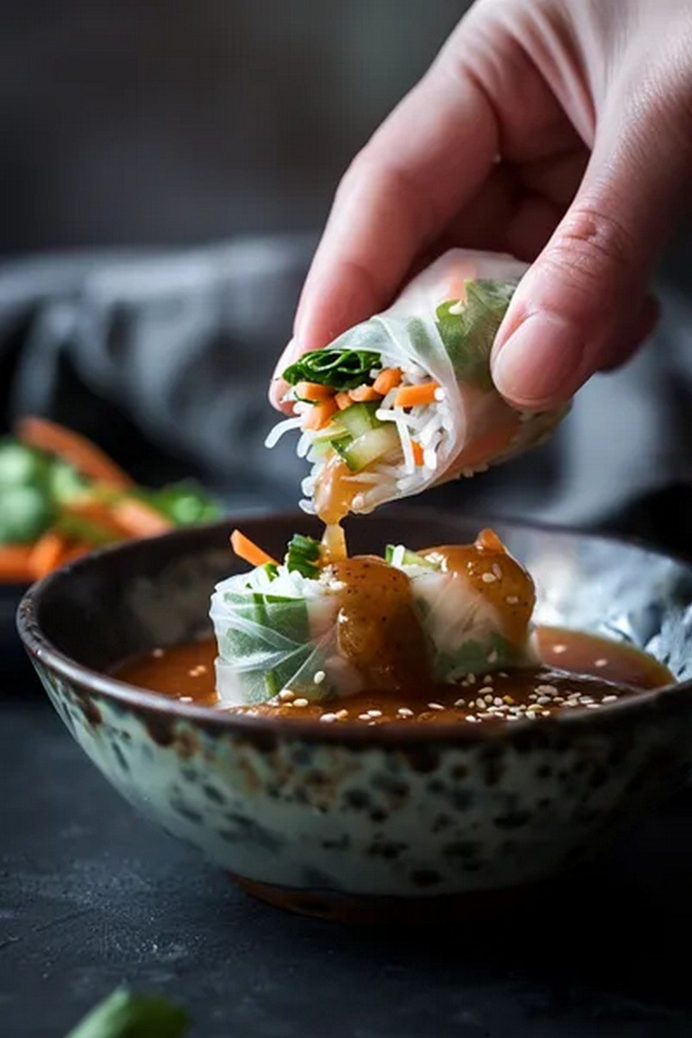Action dip shot of Miso Ginger Sauce

