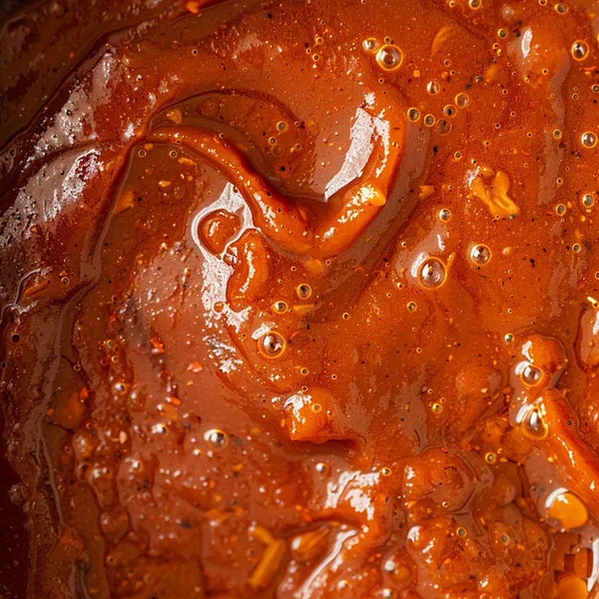rich red Nashville hot sauce texture close up
