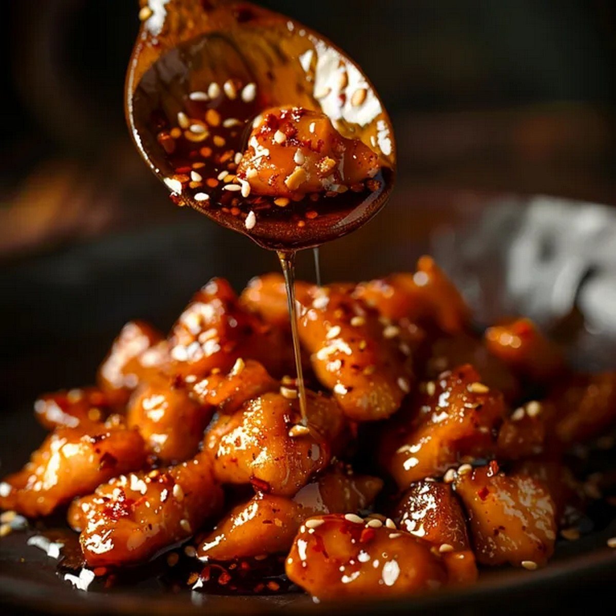 Macro texture of Panda Express Honey Sesame Sauce
