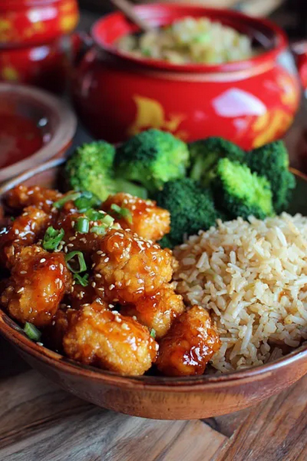 Lifestyle scene with Panda Express Orange Chicken
