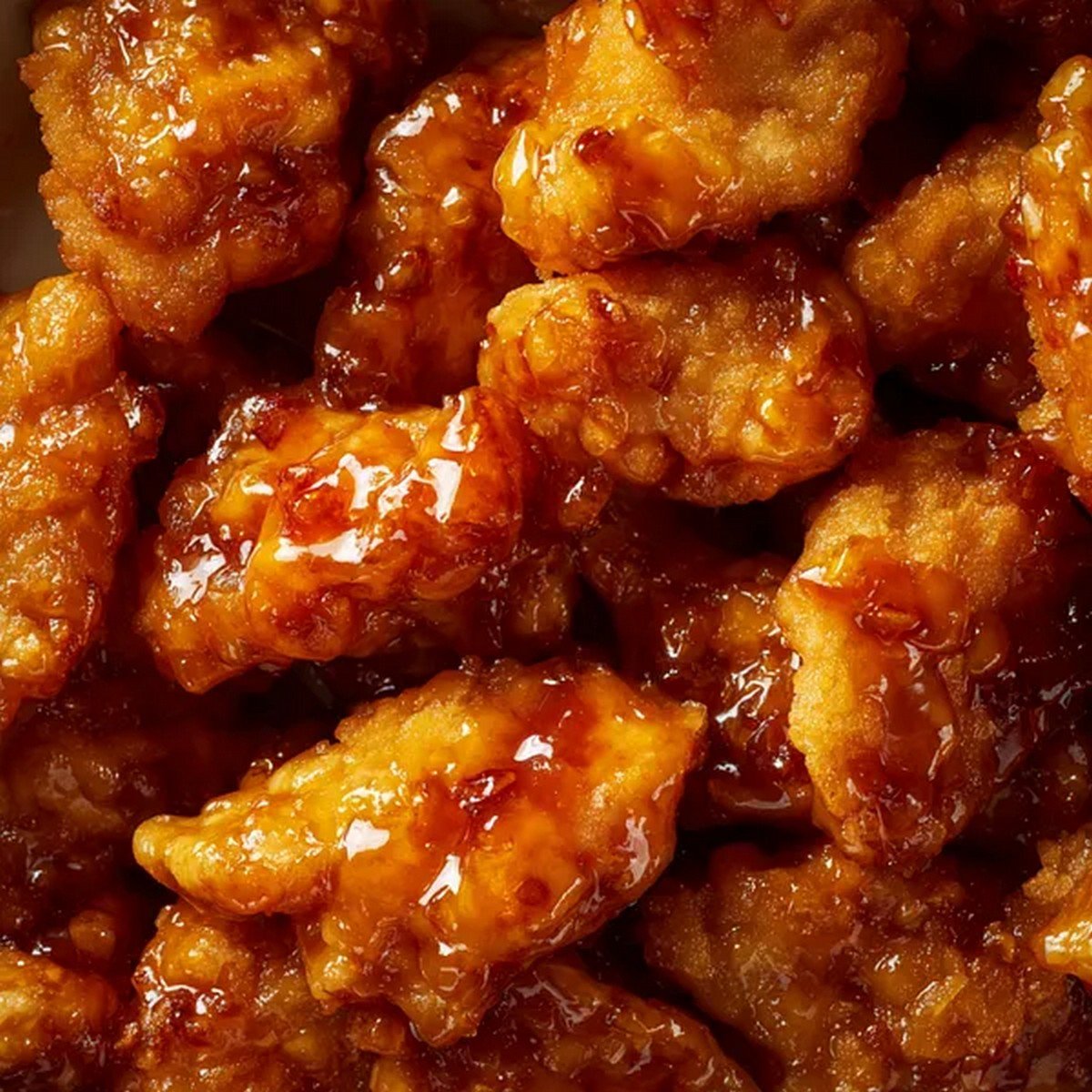 Macro texture of Panda Express Orange Chicken
