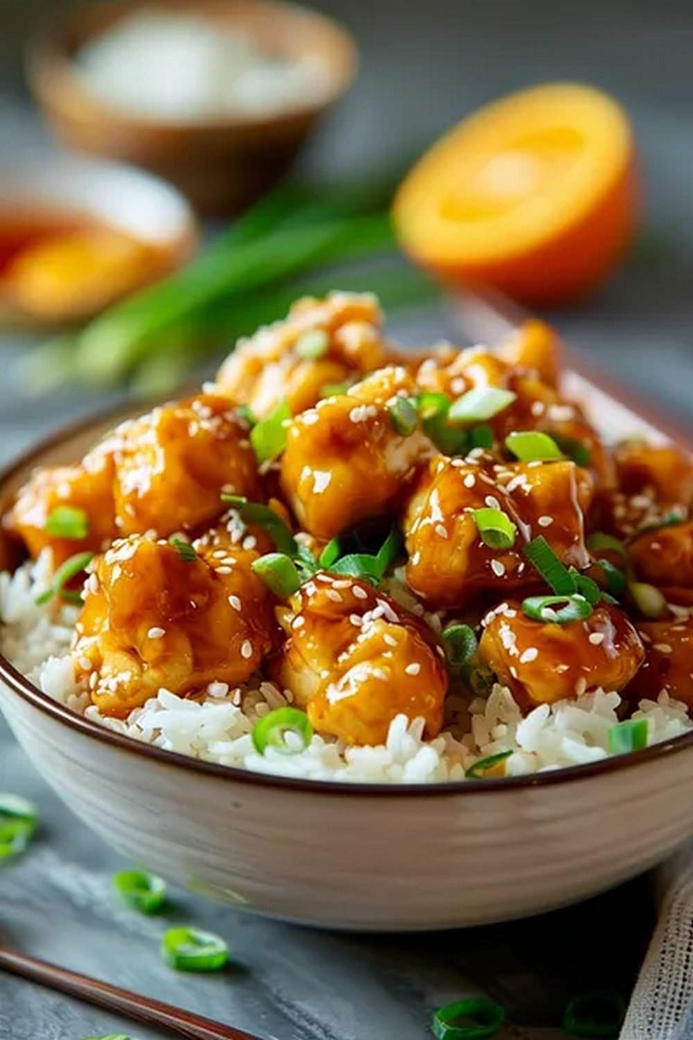 Lifestyle scene with Panda Express Orange Sauce
