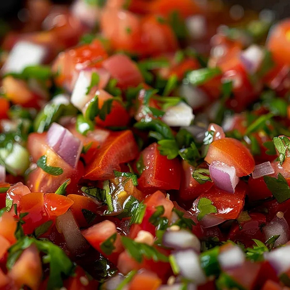 Macro texture of Pico de Gallo Sauce