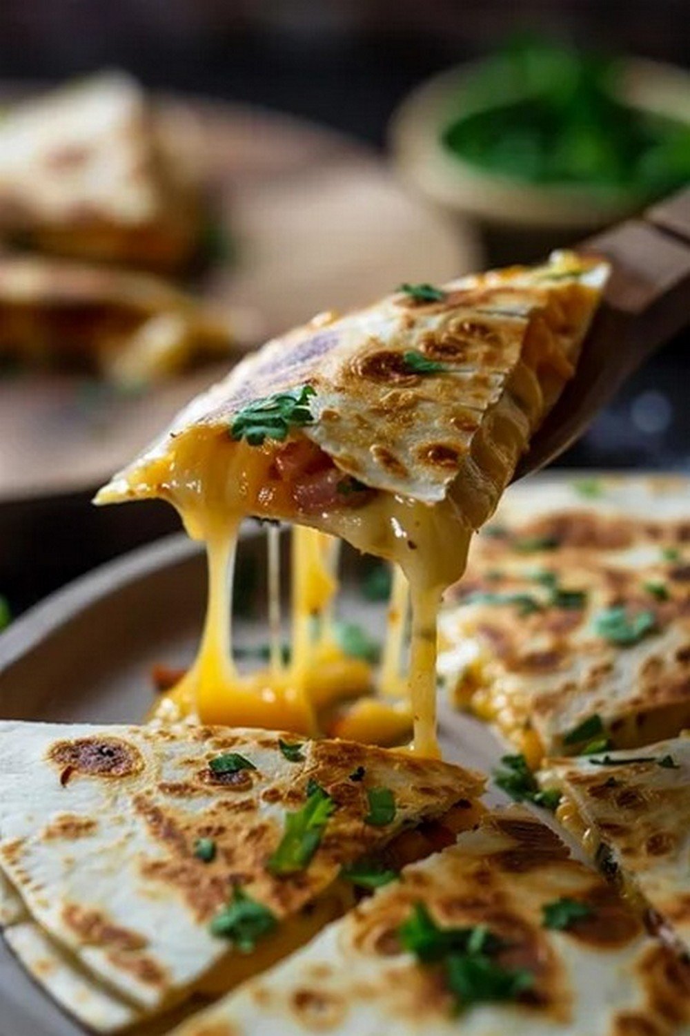 Action dip shot of Quesadilla Cheese Sauce