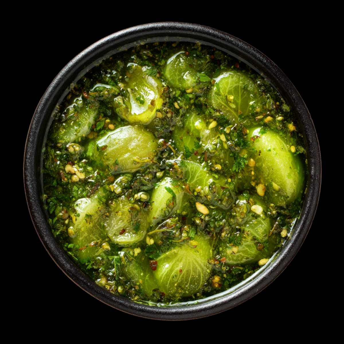 Macro texture of Salsa Verde
