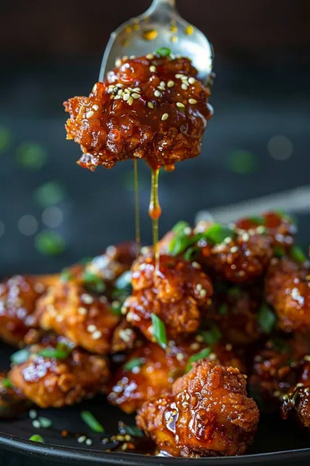 Action dip shot of Soy Garlic Glaze
