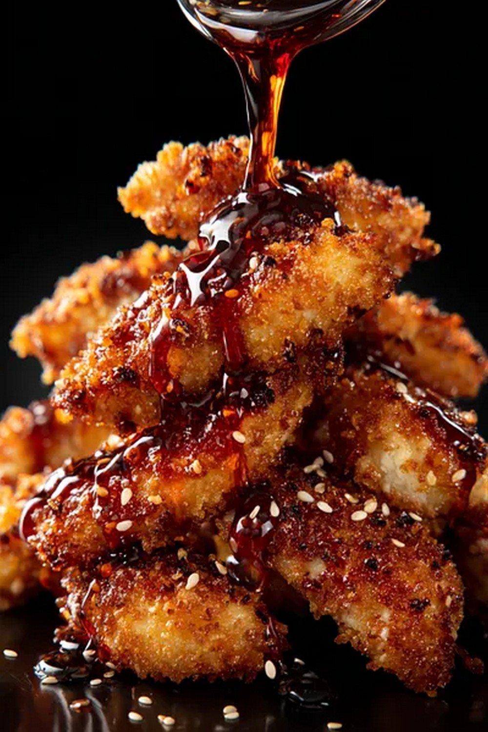 crispy chicken dipped into spicy teriyaki sauce