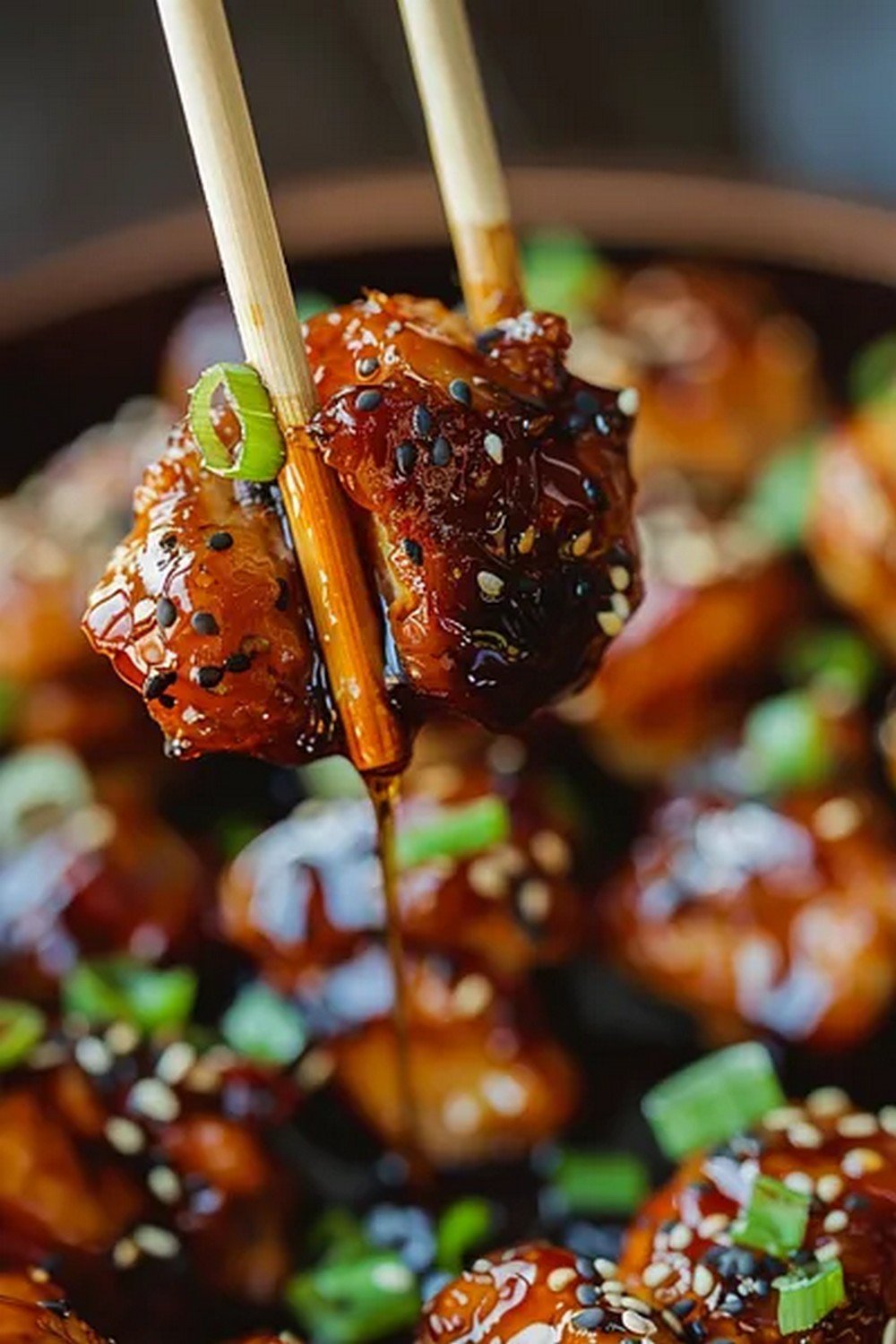 Action dip shot of Sticky Honey Soy Sauce
