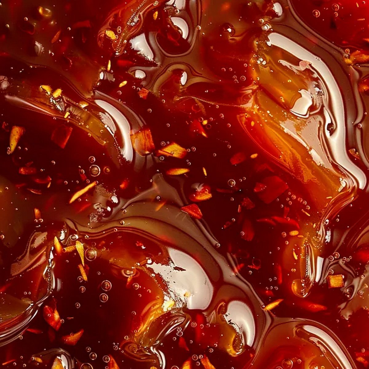 sticky sweet chili sauce texture with chili flakes