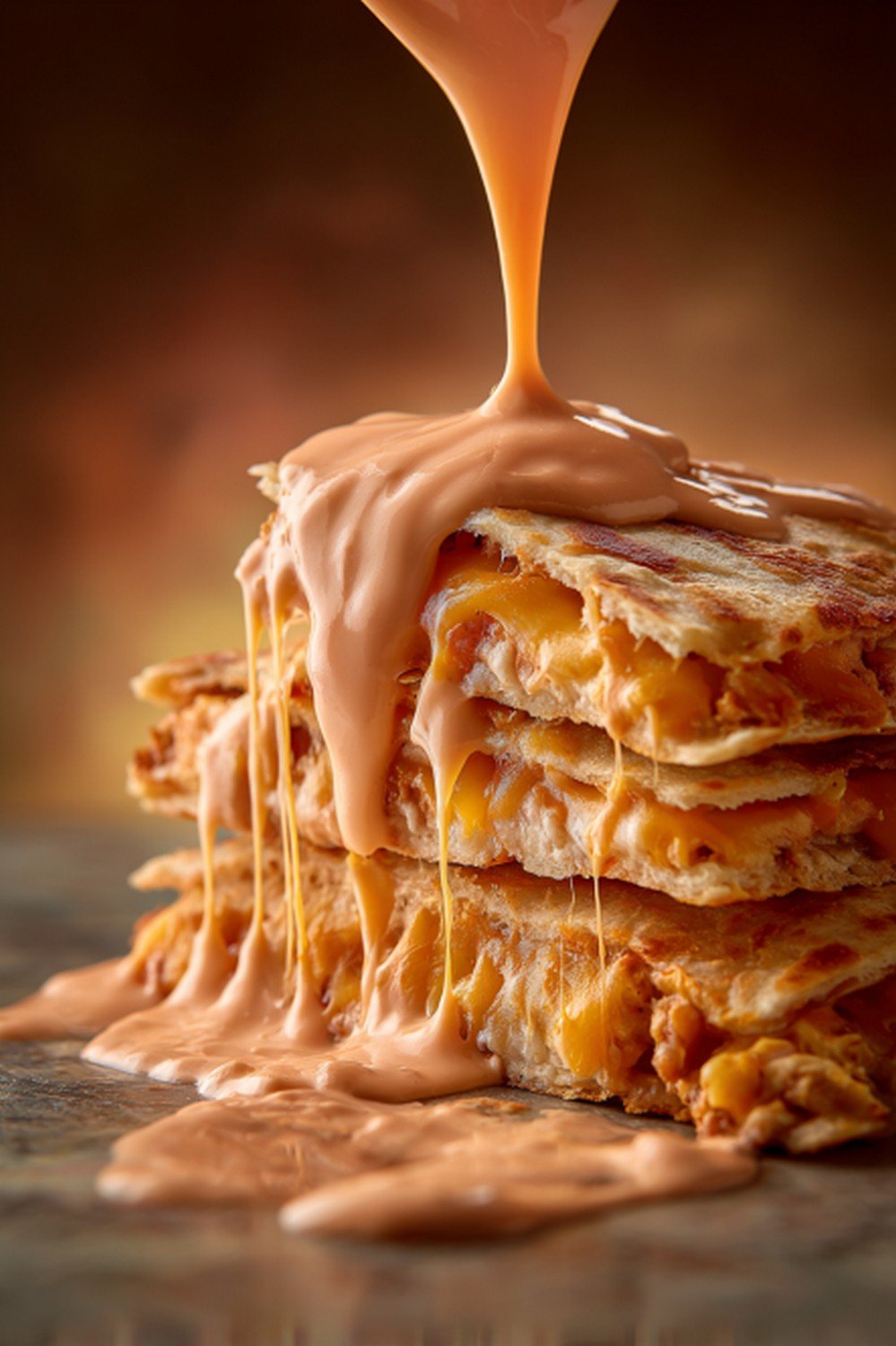 Action dip shot of Taco Bell Baja Sauce