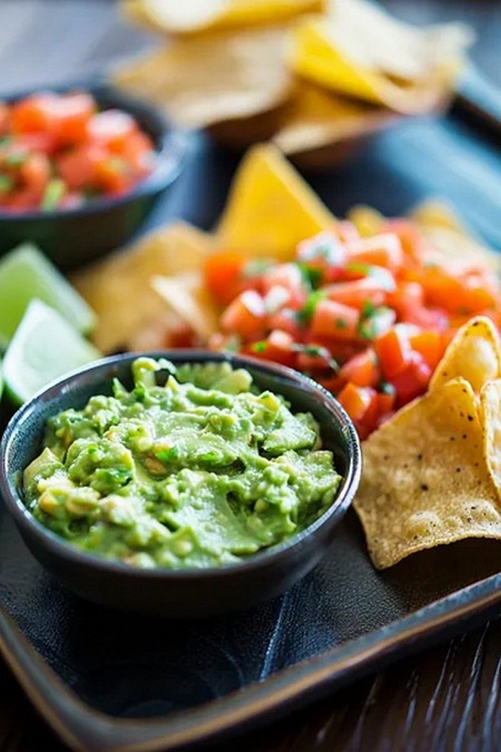Action dip shot of Tex-Mex Party Tray

