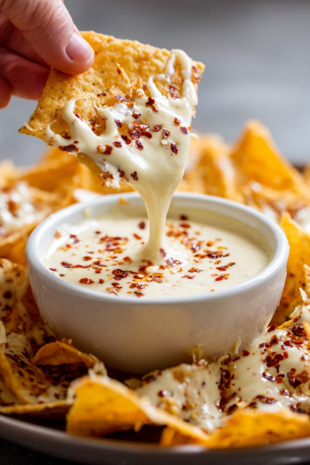 Action dip shot of Tex-Mex Ranch