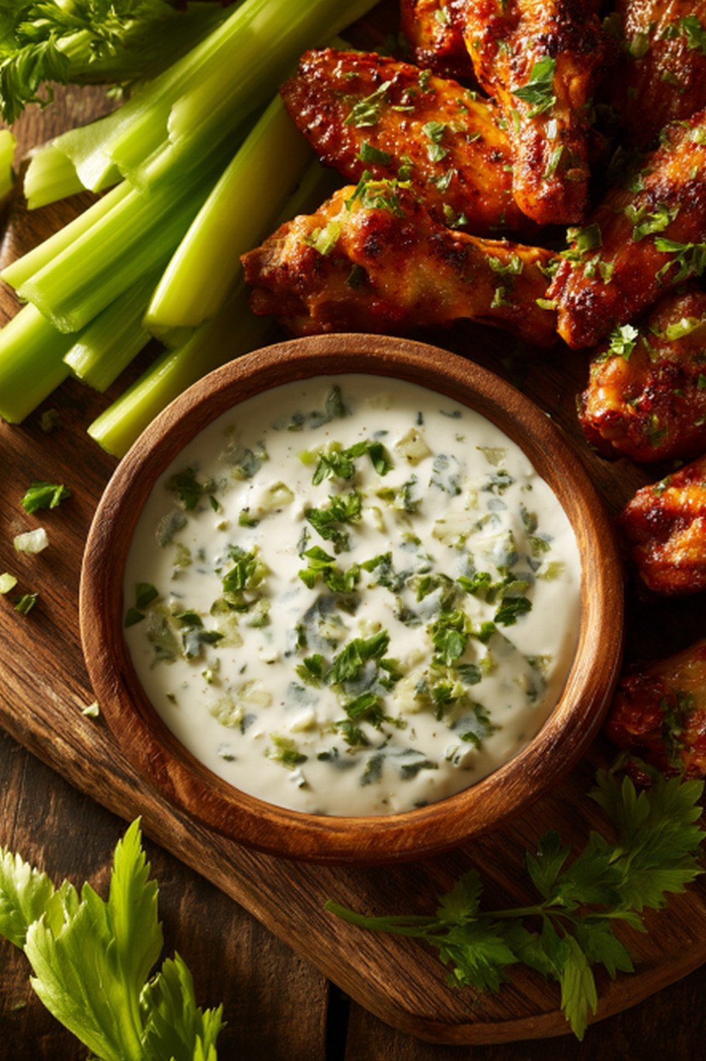 wingstop ranch served with wings on game day table