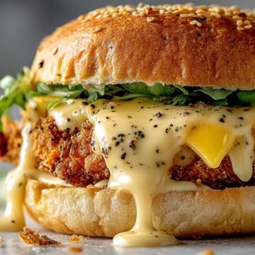 fried chicken sandwich with Zax sauce and fries